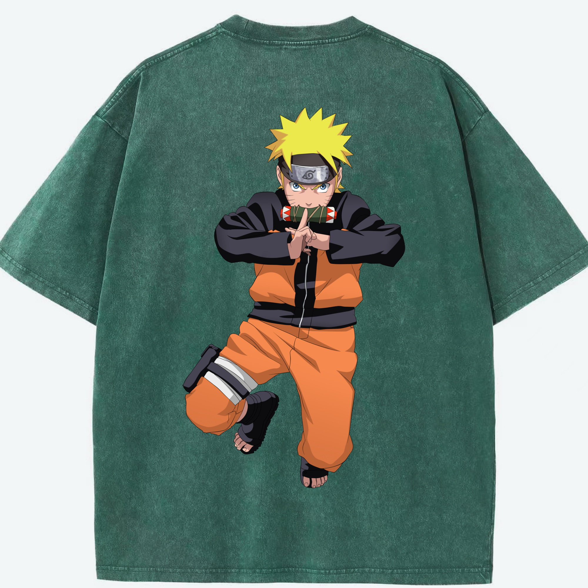 （画像用） NARUTO -ナルト- うずまき ナルト Uzumaki Naruto 綿100% ヴィンテージ風 半袖Tシャツ（背面プリント）
